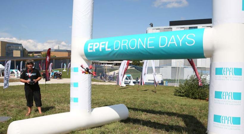La course de drônes du dimanche 3 septembre a suscité un vif succès. EPFL / ALAIN HERZOG
