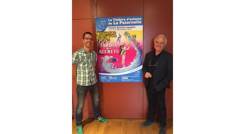 L'affiche du spectacle a été réalisée par Luguy (à gauche) quii pose ici avec le nouveau metteur en scène Stefan Hort. DR