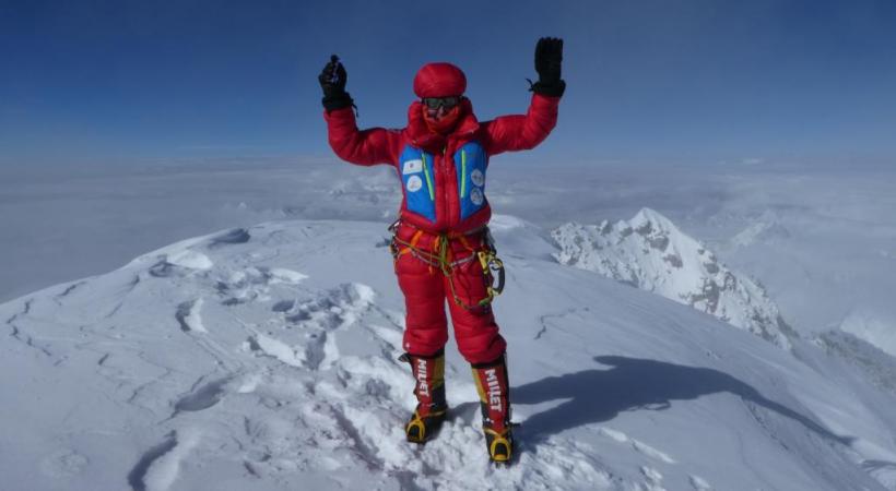 Sophie Davaud au sommet du K2 le 21 juillet dernier. DR